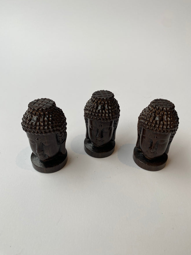 Mini figuras de Buda 100% madera (Kit de 3 piezas)