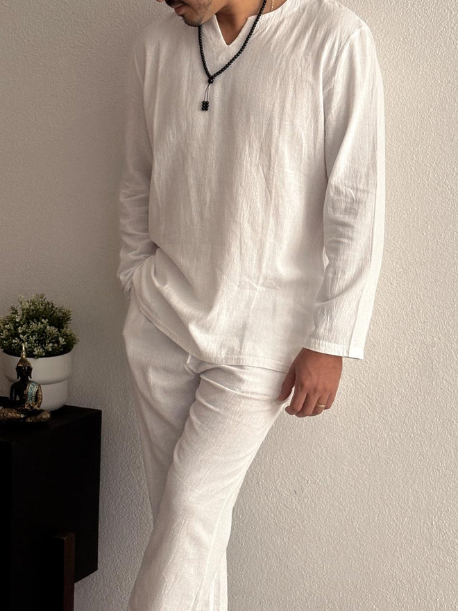 Set blanco caballero camisa manga larga