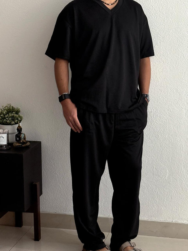 Set casual playera oversized caballero negro