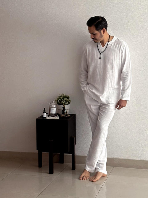 Set blanco caballero camisa manga larga