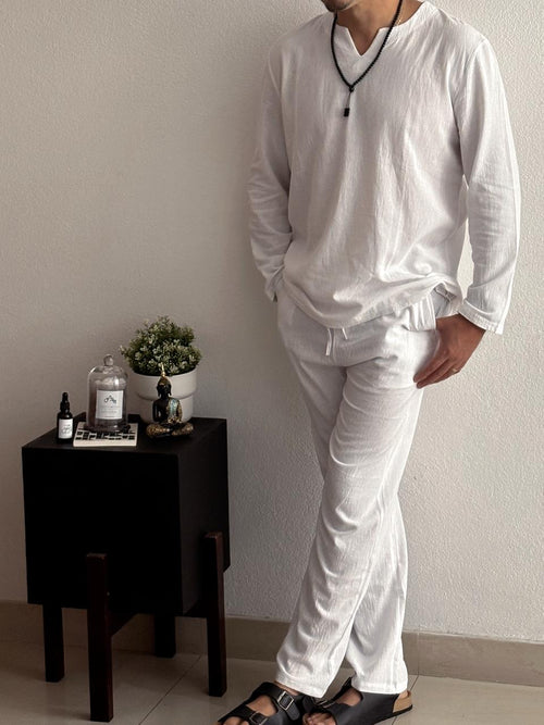 Set blanco caballero camisa manga larga