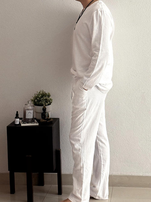 Set blanco caballero camisa manga larga