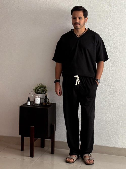 Set casual playera oversized caballero negro