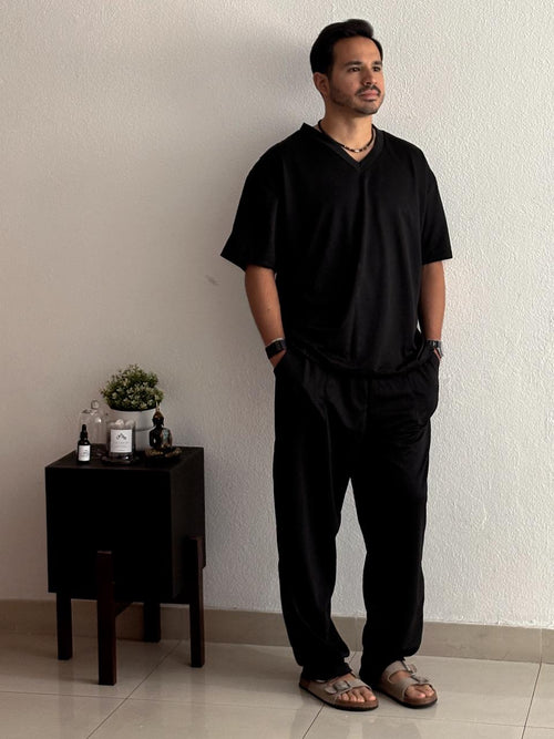 Set casual playera oversized caballero negro
