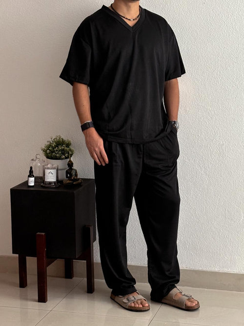 Set casual playera oversized caballero negro